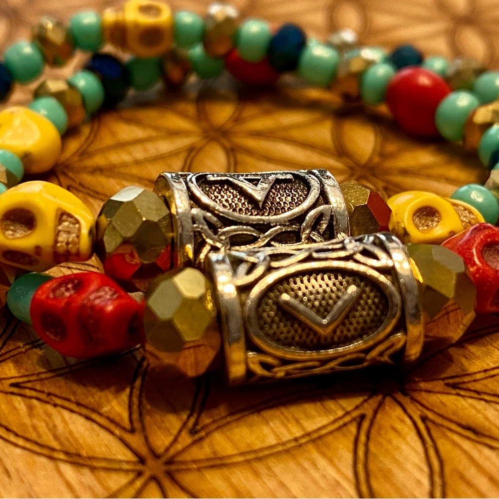 Handmade Mayan Runes matching bracelet set